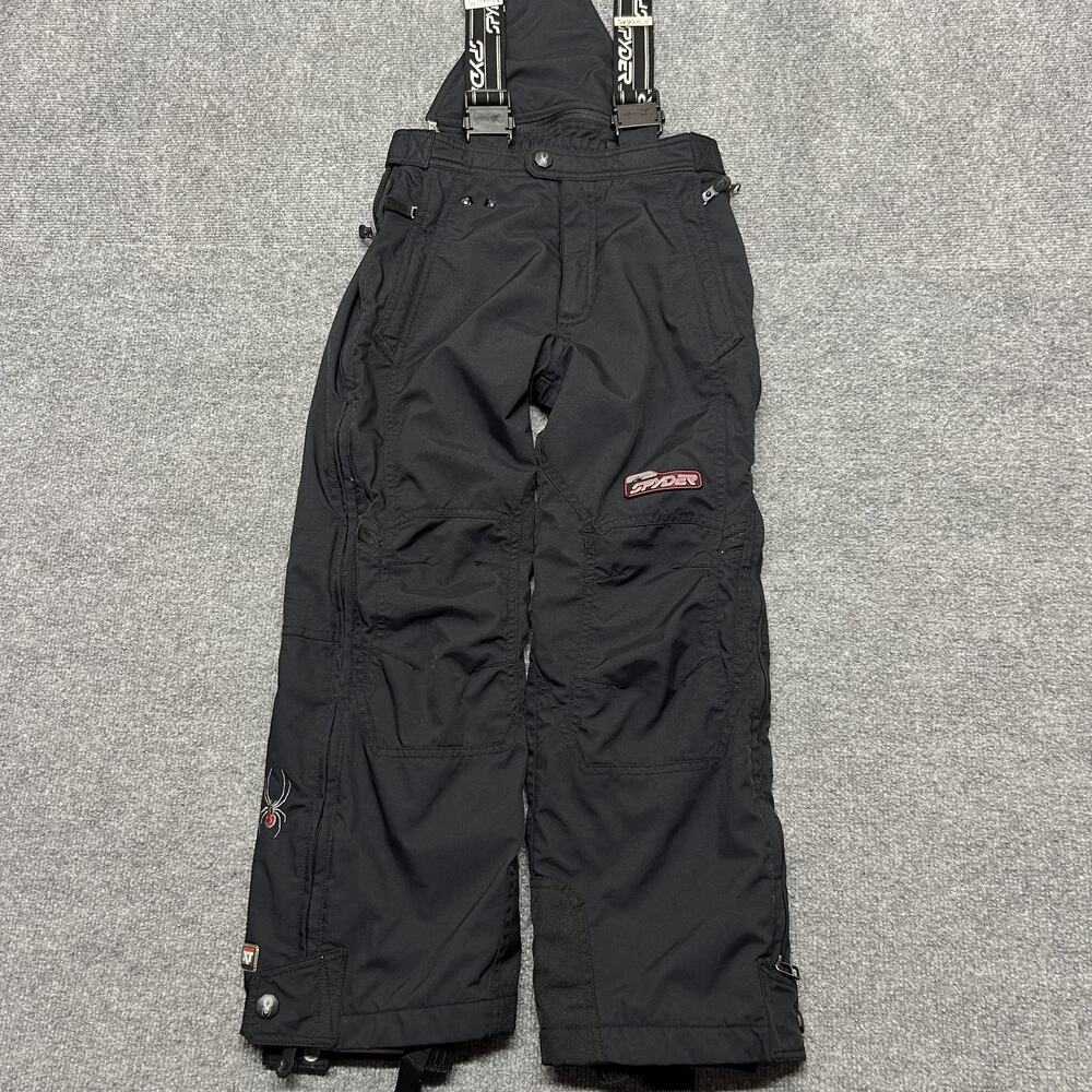Spyder Pants Kids 10 Black Insulated Ski Snow Bib Ankle Winter Padded Outdoor